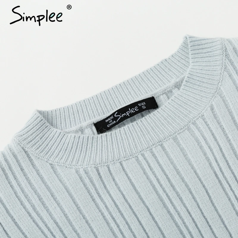 Simplee O neck stripe knitted sweater Women elegant slim fit pullover and sweaters 2018 New fashion autumn winter female jumpers | Женская