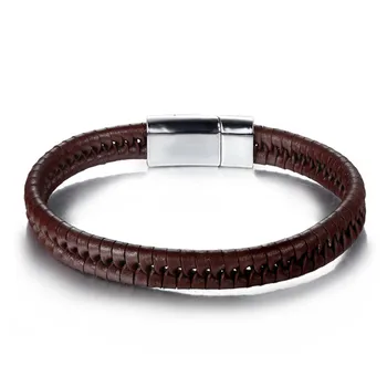 Leather Braid Bracelet Knitted Magnetic Clasp 5