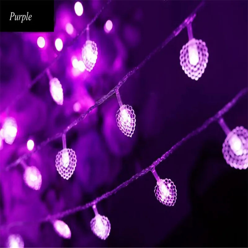 Пластиковый светильник с сердечком 3 м 20LED 2 * AA на батарейках для Дня Святого
