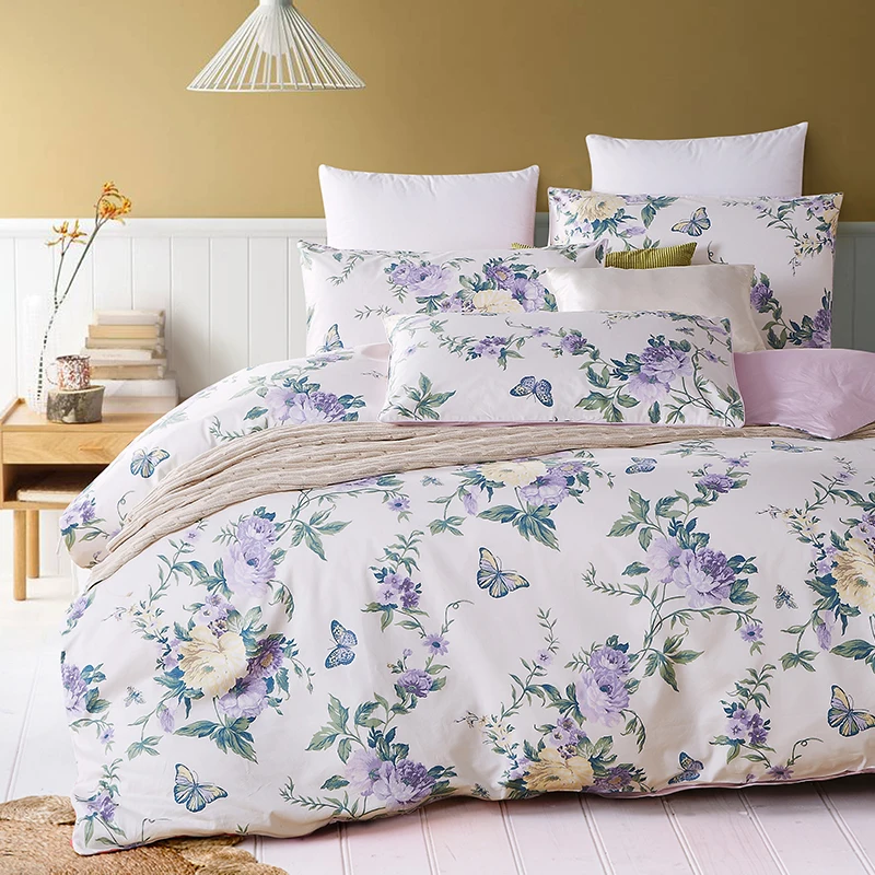 

top grade luxury 1200TC Egyptian cotton satin fashion flower printed hotel bedding set duvet cover set bedclothes bed sheet set