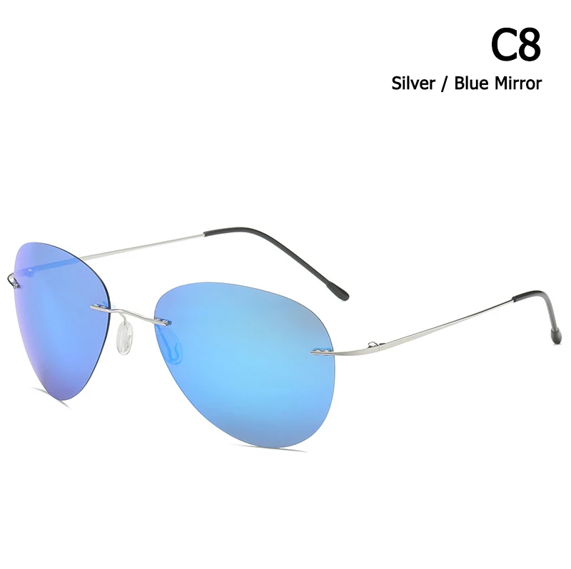C8 Silver Blue JackJad, мужские ультралегкие очки без оправы, пилот, титан, поляризационные солнцезащитные очки, складные петли, для вождения, фирменный дизайн, солнцезащитные очки, Oculos De Sol - Цвет линз: C8 Silver Blue