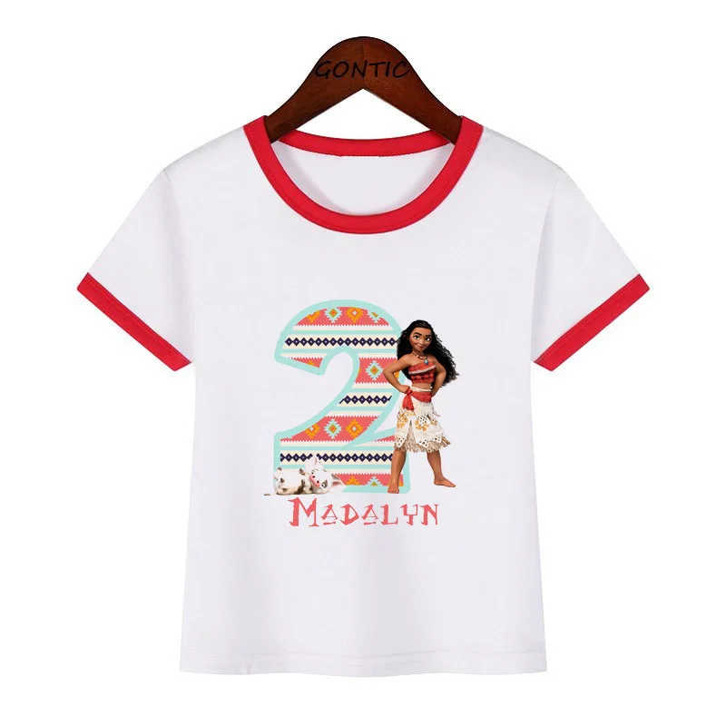 Moana/футболка на день рождения 2019 г. милая детская футболка летняя с короткими