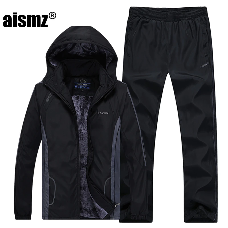 Aismz мужские комплекты спортивной одежды Moleton бархатный мужской костюм с