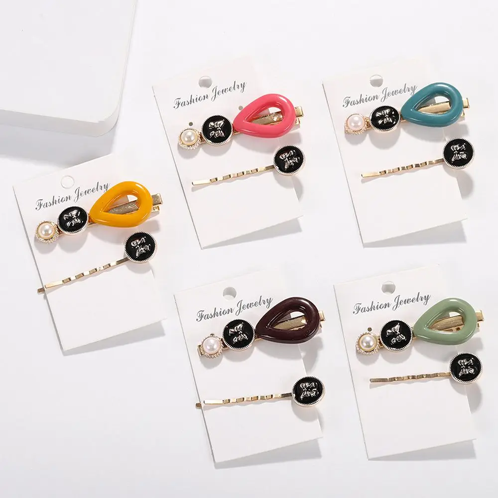 

1 комплект корейские Винтажные бусины из акриловой смолы шпильки для волос имитирующие жемчужные металлические золотистые заколки для вол...