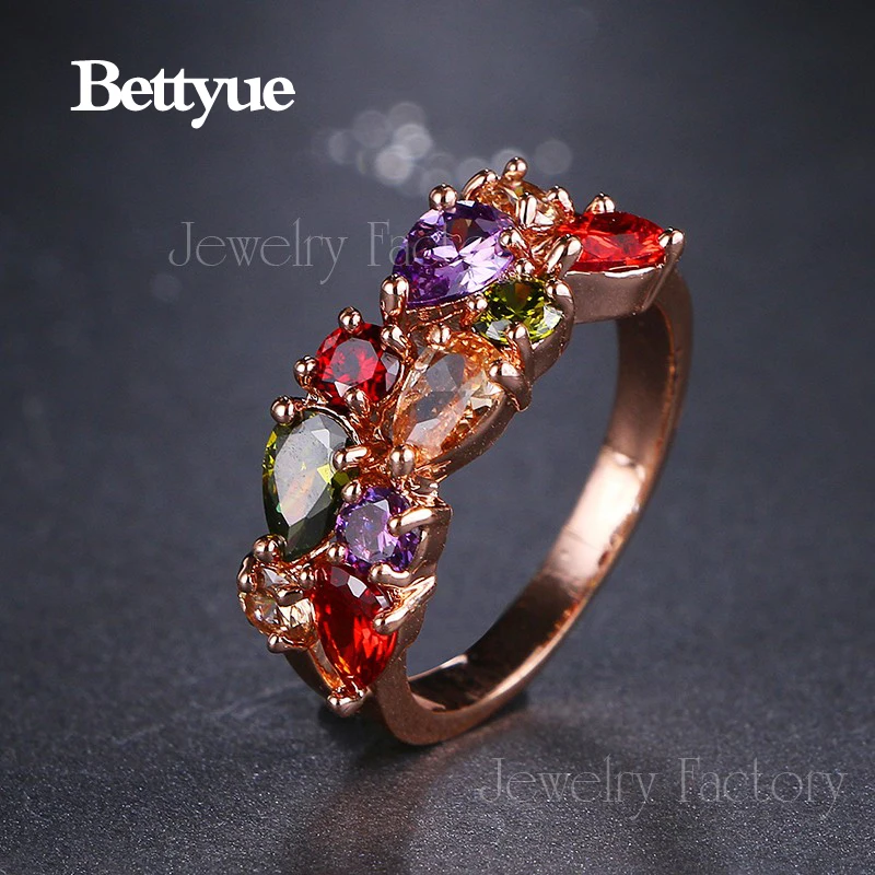 Bettyue Brand Fashion Luxury Hot Sale Monalisa Jewelry Rings AAA Multicolor Zircon Charm For Woman Wedding Party Gift | Украшения и