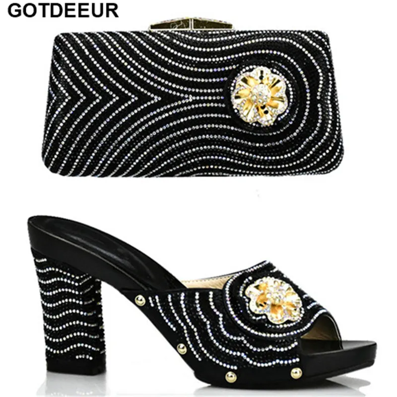 New Arrival Italian Ladies Shoe and Bag Set Decorated with Rhinestone African Design Italy | Обувь