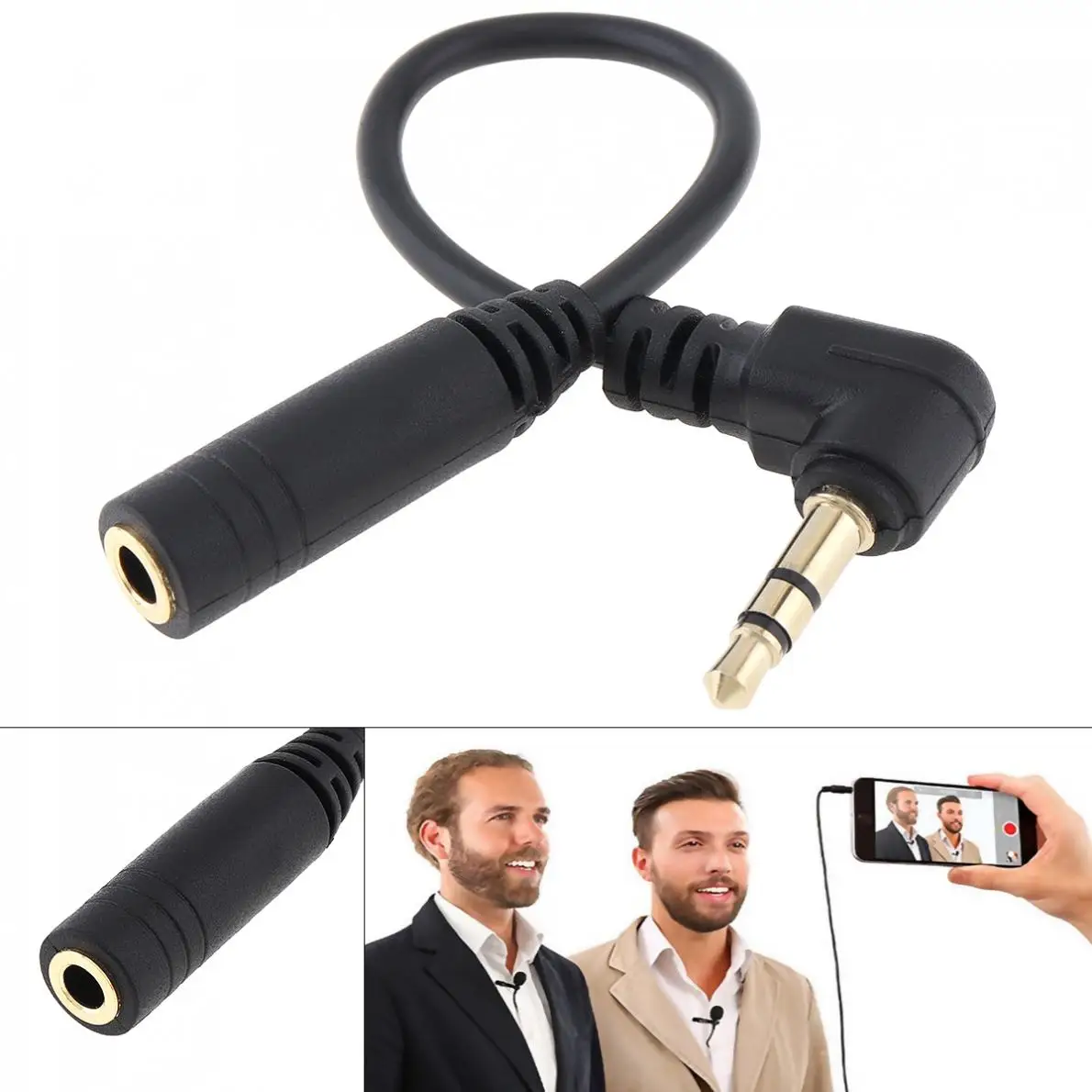 

3.5MM 4 Pole to 3 Pole AUX Audio Jack Convertor Adapter Cable 3/4 Pole Mic Conversion Line for Microphone Mobile Phone /Computer
