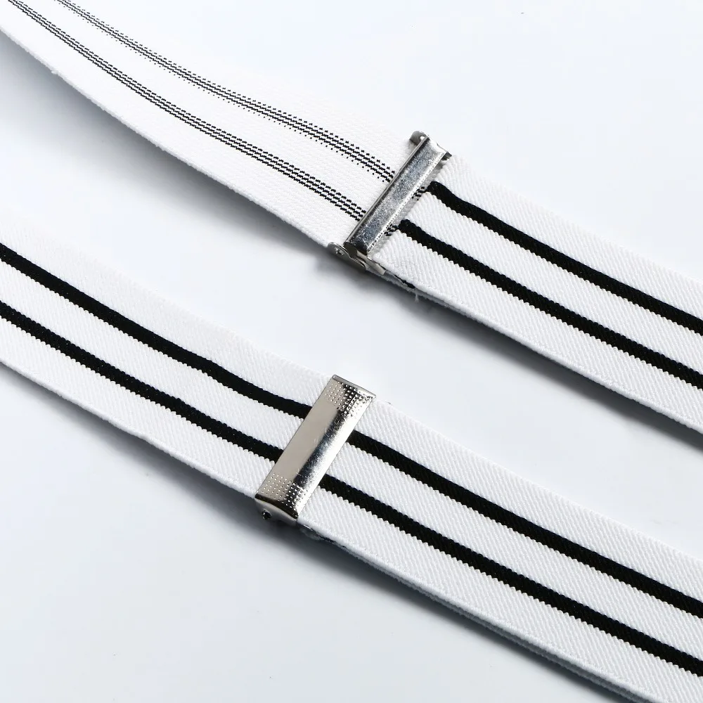 Мужские Регулируемые Эластичные подтяжки с клипсой унисекс черно-белые