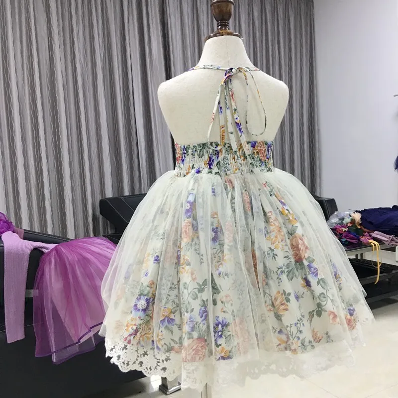 2018 Kids Corset Lace Hem Dresses Princess Backless Flower Boutique Costume 3-8yrs Girls Vintage Style Clothes Wholesale 18PCW01 | Детская