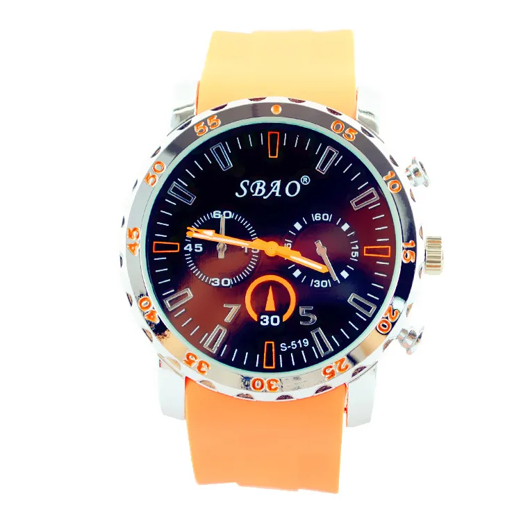 Silicone strap simple style men's fashion and Casual watch quartz movement #s 519|movement sculpture|movement picturemovement detector |