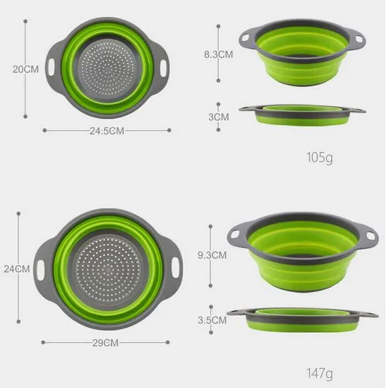 20sets new 2pcs/set Foldable Silicone Colander Fruit Vegetable Washing Basket Strainer Collapsible Drainer Handle Kitchen Tool | Дом и сад