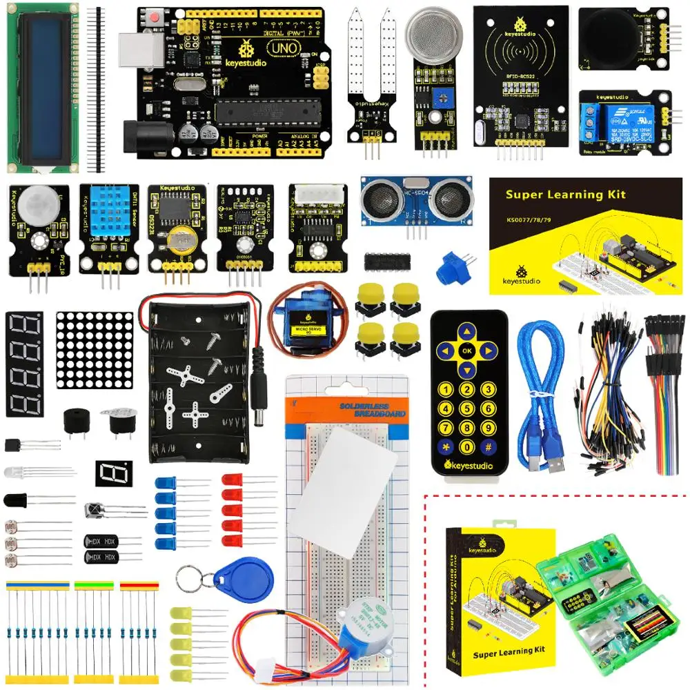 Keyestudio супер стартовый набор/Обучающий набор(UNO R3) для Arduino UNO R3 проектов с подарочной коробкой+ 32 проекта+ Руководство пользователя+ PDF(онлайн