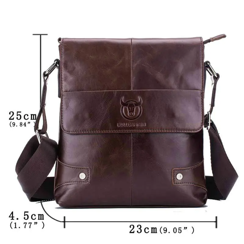 BULLCAPTAIN Messenger bag men's shoulder Genuine Leather strap Male Crossbody Bags Business Ipad Men Handbags |