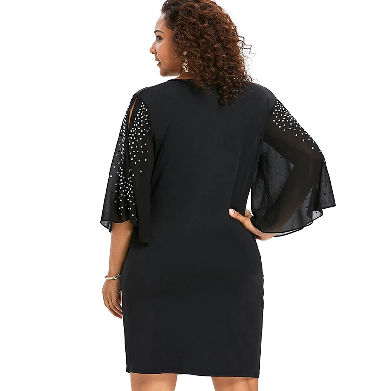 PlusMiss плюс размеры 5XL XXXXL XXXL V средства ухода за кожей Шеи колокол с расклешенными