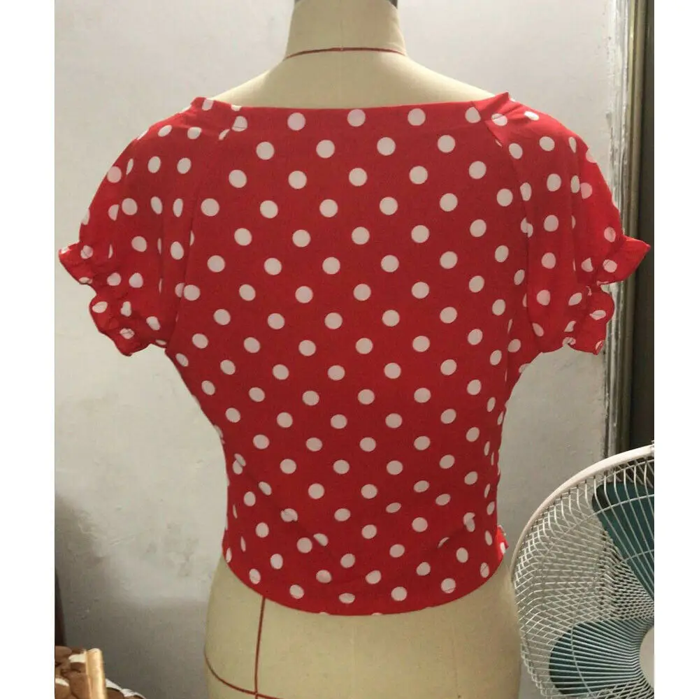 

2019 Newest Hot Fashion Dot Women Casual Summer Short Sleeve Dot Print Cotton T-Shirt Tops Tee Shirts
