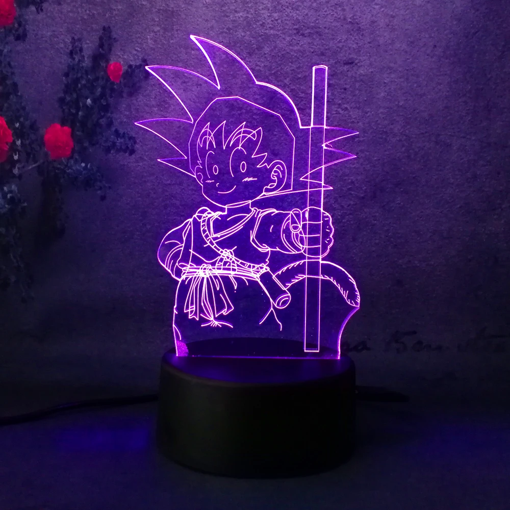 Новый lampara Dragon Ball Супер Saiyan God Son Goku LED 3D 7 цветов настольная лампа ночник домашний