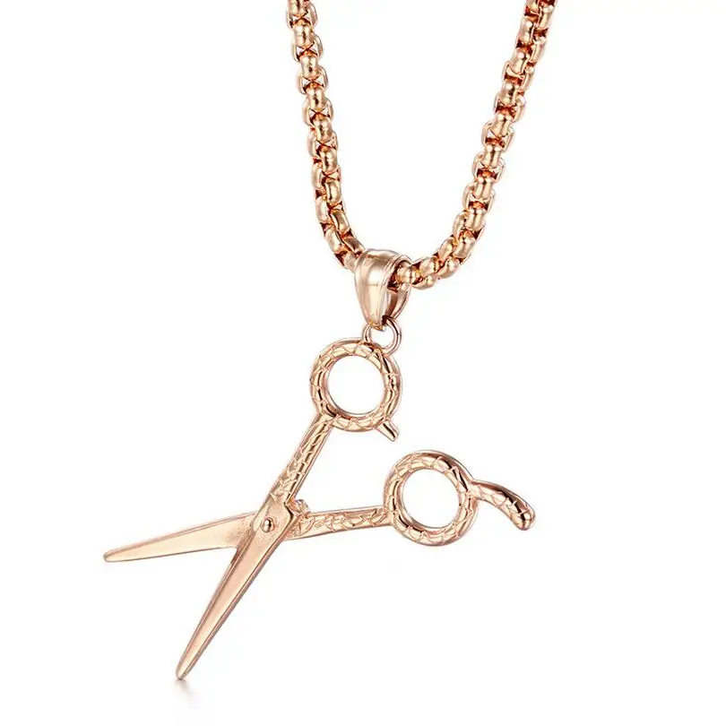 Черное золото розовое ожерелье с кулоном в виде ножниц ювелирные изделия без