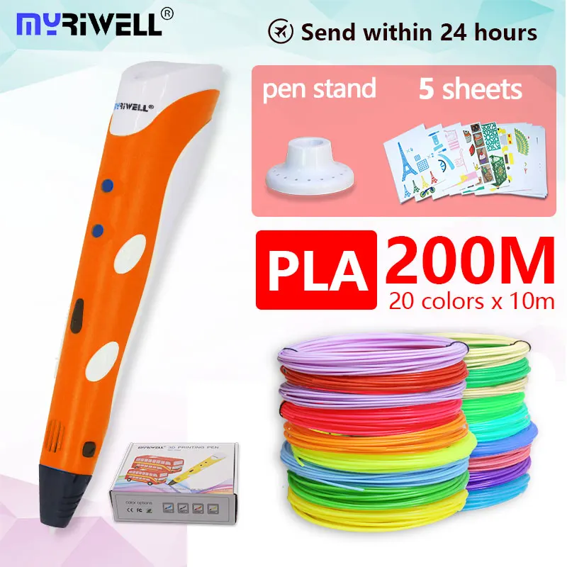 Myriwell 3d Ручка 3d+ 100 м pla нити 3d печатных ручка 3 d Ручка 3d ручки для детей искусство рисования инструменты лучший подарок для детей