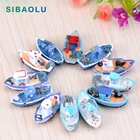 Морская яхта Рыбалка лодка миниатюрная фигурка декоративный волшебный сад Аквариум Рыбы детские игрушки Фигурки из смолы ремесло TNB132