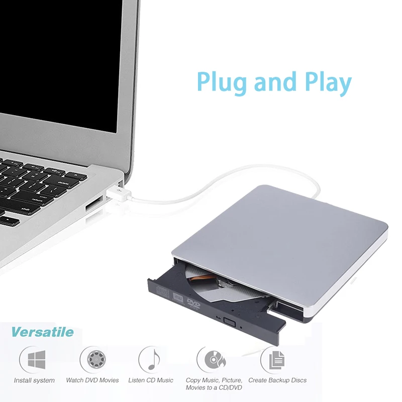 Внешний USB 3 0 CD/Проигрыватель DVD ROM Оптический dvd RW ГОРЕЛКА читатель записывающее