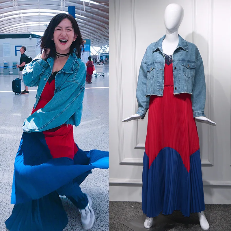 Новинка 2019 года Романтическое Платье для путешествий цвет красный и синий платье