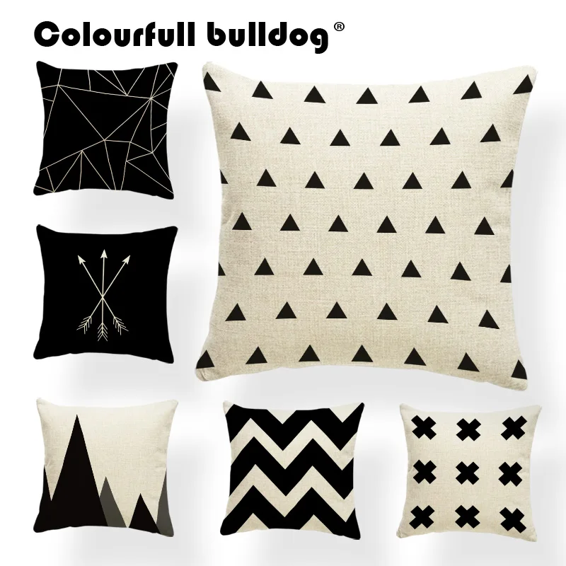 

Geometry Cushion Cover Chevron Zigzag Pillow Polka Dot Aztec Cushions Decor Home Throw Pillow Cover 43X43Cm Linen Blend Fashion