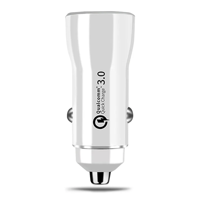 White No Cable Автомобильное зарядное устройство Quick Charge 3,0 QC 3,0 с двумя usb-портами для iphone 7, 8 plus, X, XS, Max, адаптер для быстрой зарядки, автомобильное зарядное устройство для samsung S7, S8, S9 - Тип штекера: White No Cable
