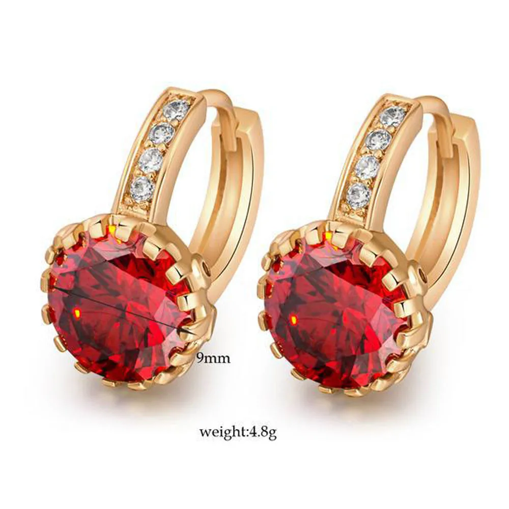 Best seller 1 Pair Yellow Gold Filled - 9mm Round Flower Zircon Hoop Women Party Earrings May23 | Украшения и аксессуары