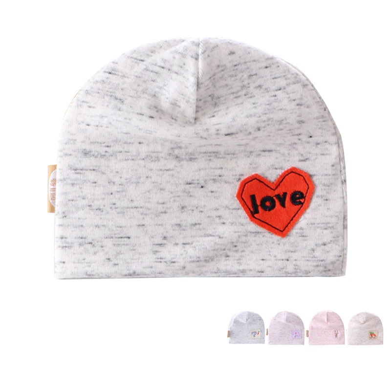 Fashion Baby Beanie Hat Solid Cotton Newborn Heart Letter Cartoon Girls Boys Autumn Warm Clothing | Детская одежда и обувь