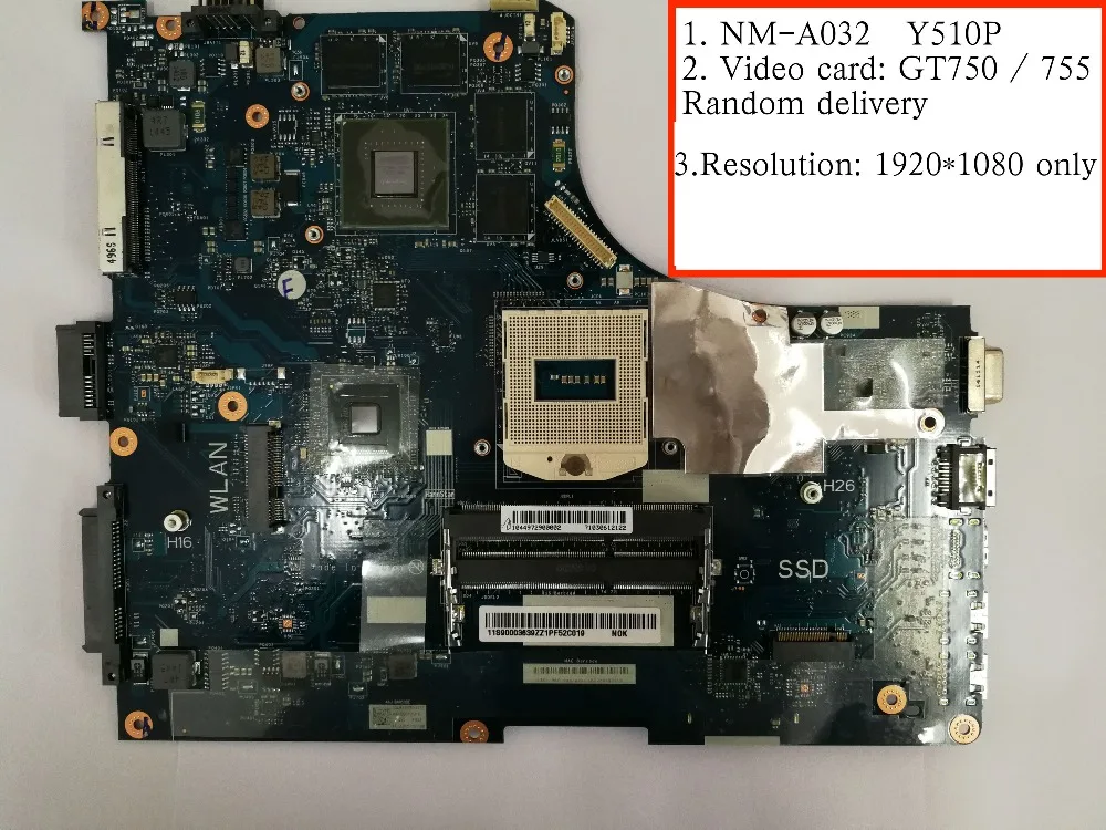 Идеально подходит для Lenovo Y510P NM-A032 материнская плата с GT750/GT755 GPU (подходит I3 I5 i7 CPU +