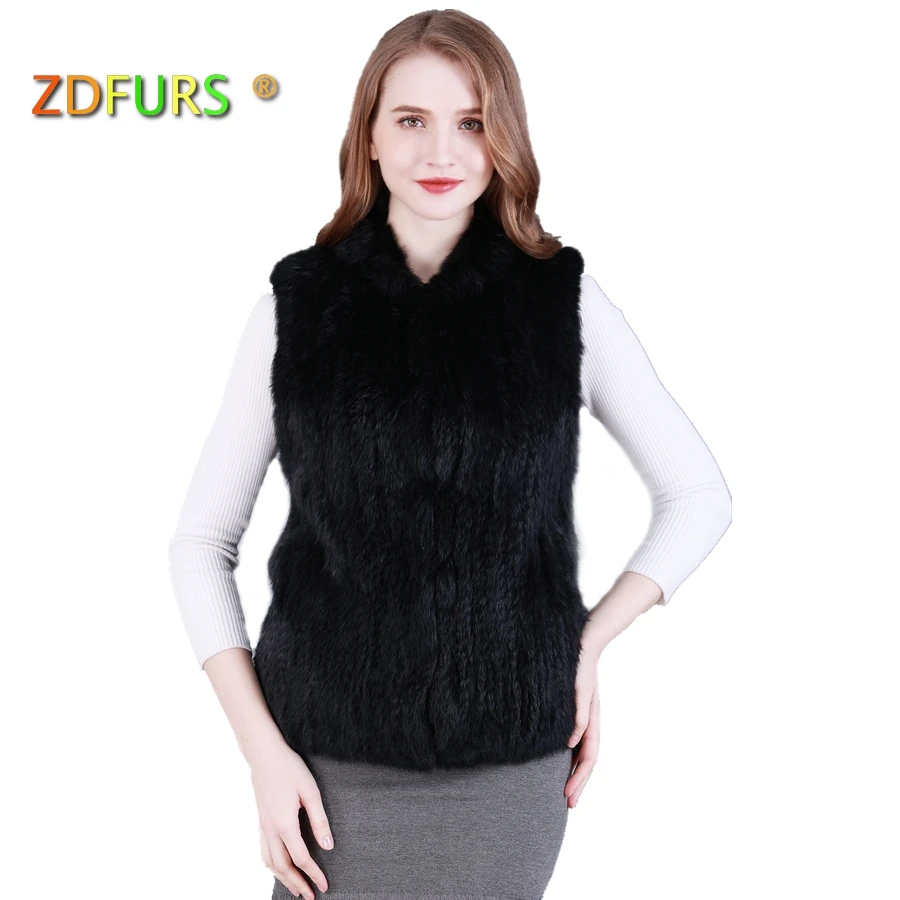 ZDFURS * Новый стиль ручной вязки кроличий мех жилет Классические Теплые wairstcoat