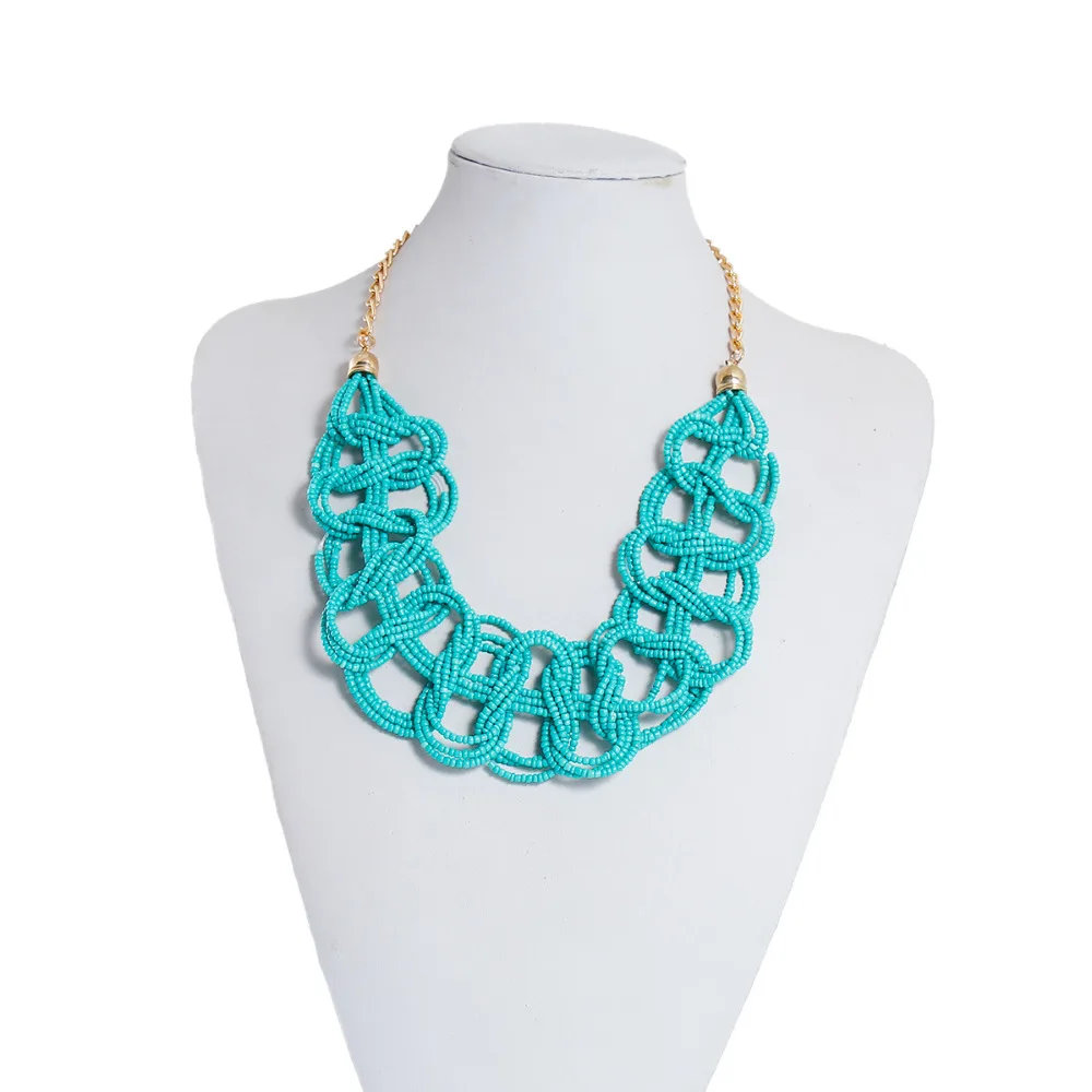 DoreenBeads Стекло Boho Chic Бисер Заявление Ожерелье золото золотой цвет Красный Черный