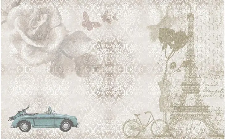 Обои 3d с изображением пейзажа европейские обои в стиле ретро Эйфелева башня
