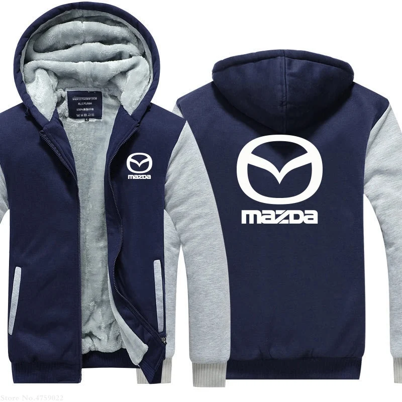 Мужские толстовки, зимняя мужская Толстовка Mazda, толстовки с длинным рукавом, уплотненное теплое пальто, худи на молнии, верхняя одежда, куртки