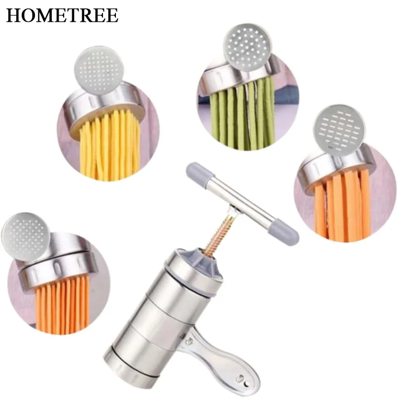

HOMETREE Creative Stainless Steel Manual Machine Hand Pressure Noodle Machine With 5 Pcs Mold Mouth Kitchen Cooking Tools H581
