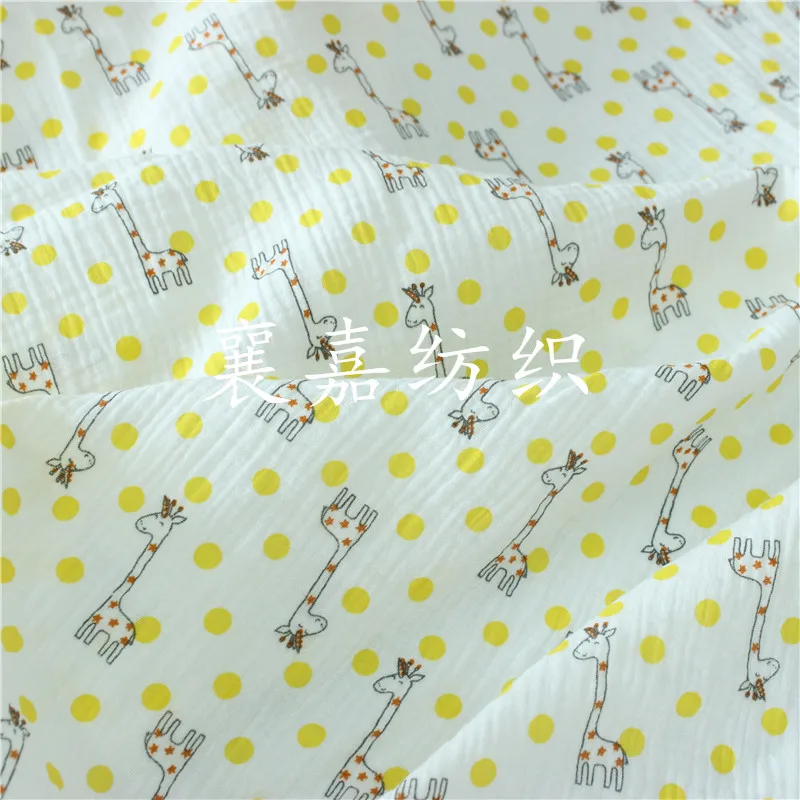 

Cotton Crepe Cartoon Bubble Yarn Infant Double Gauze Blanket Cloth Pajamas Fabric