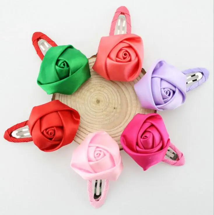 Атласный цветок розы заколки для волос девочек украшения детские аксессуары 6 шт.