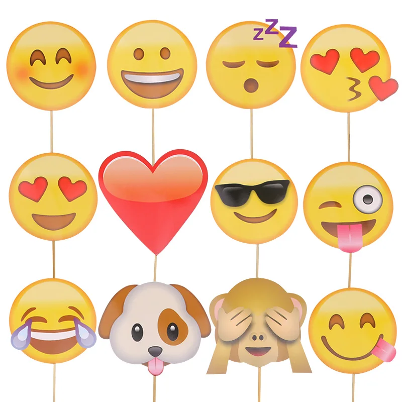 12 шт./упак. вечерние Photo Booth Реквизит Emoji весело Photobooth поставки солнце