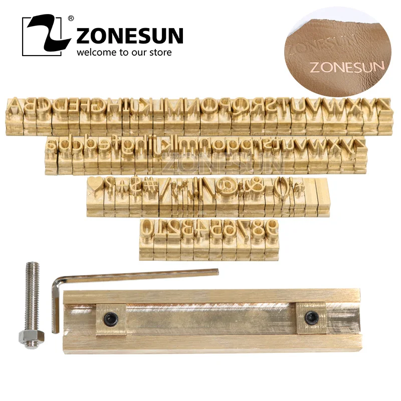 ZONESUN DIY Пользовательский логотип Т-образный слот медный Алфавит символ цифры кожа дерево логотип штамп плесень брендинг железо штамповка плесень набор