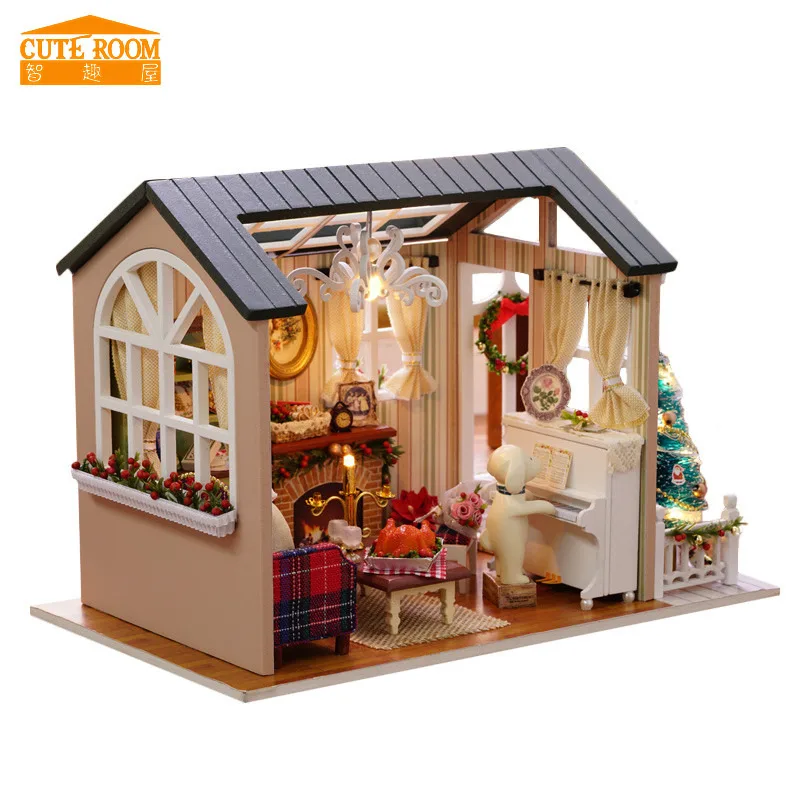 Cuteroom DIY деревянная игрушка дом Миниатюрный 3D деревянные головоломки Кукольный домик American Retro Стиль кукла деревянный дом для малыша christimas подарки