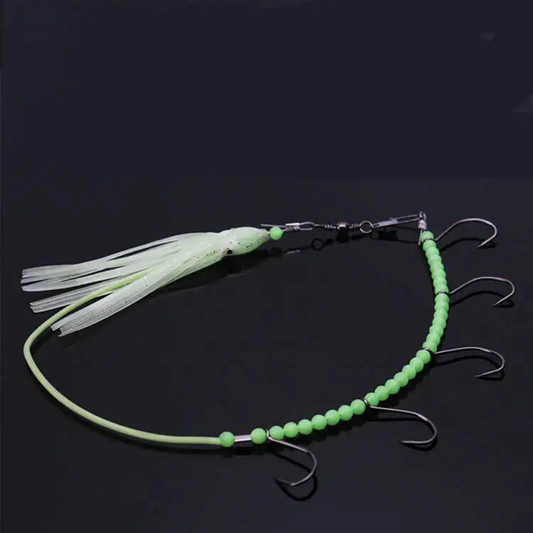5pcs Luminous Sabiki Octopus Squid Rigs Baits Fishing Lures Catch Hooks &amp B type swivel 8 snap link Sea Ice Saltwater | Спорт и