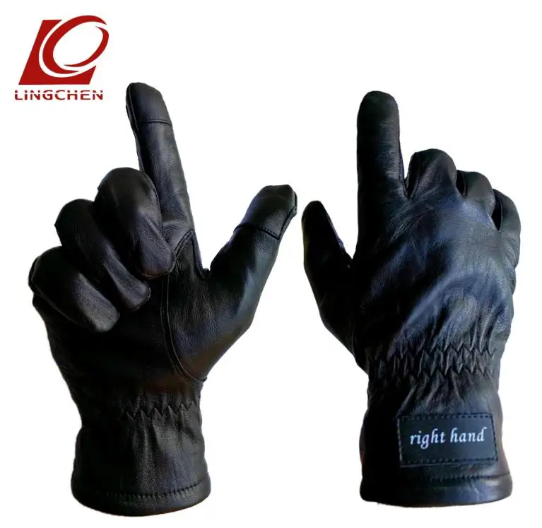 black Leather Gloves Женские кожаные перчатки горячая Распродажа модные зимние теплые варежки антистатические черные Беспроводные bluetooth Сенсорный экран - Цвет: black Leather Gloves