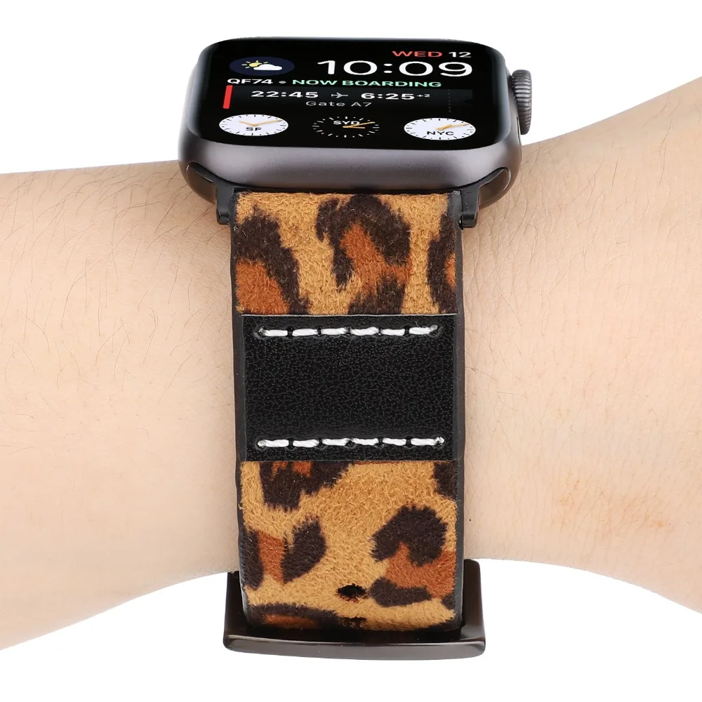 Ремешок с леопардовым принтом для apple watch сменный ремешок из мягкой кожи iwatch 38 мм 40