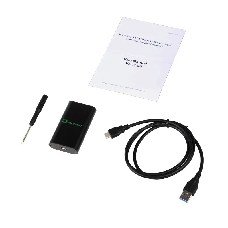 SSD Case Box M2 SSD Enclosure M.2 NGFF SATA SSD to USB 3.1 External Enclosure Adapter Only M.2 B-key to Type C for SSD M2 2242