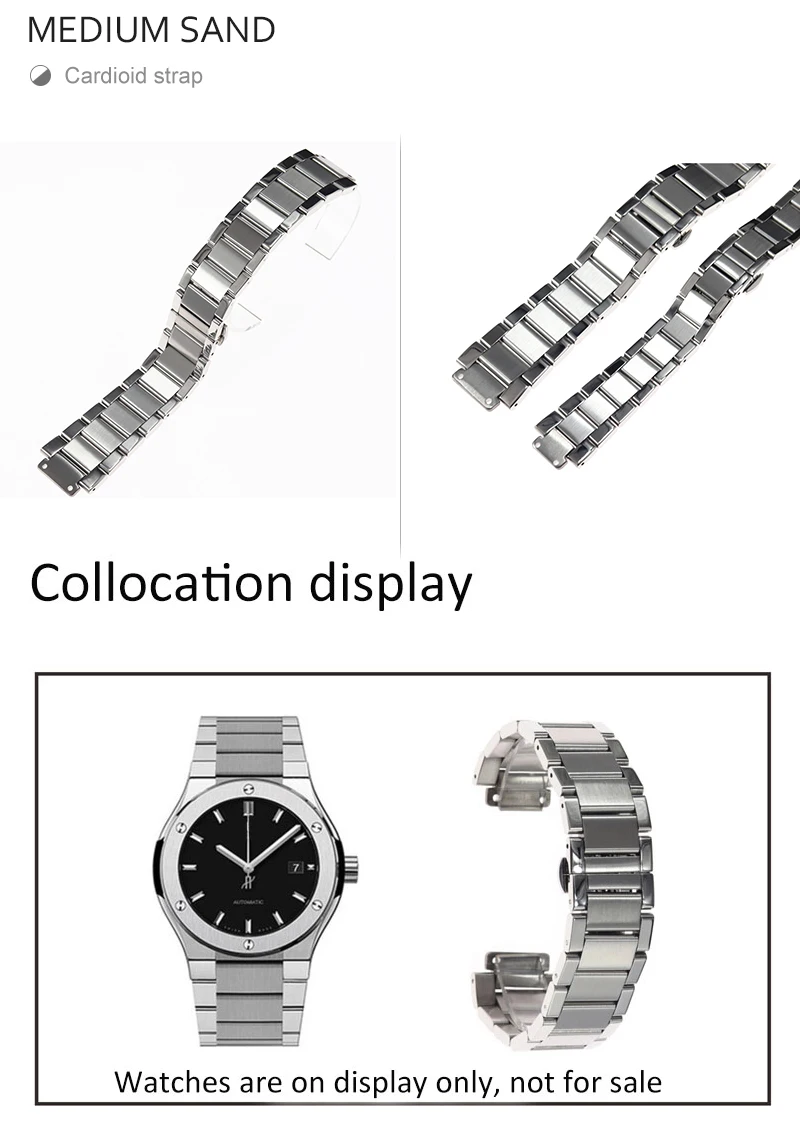 Высокое качество 27mm20mm ремешок из нержавеющей стали для часов Hublot CLASSIC FUSION 45 мм 38 33 мм ремешок для часов Ремешки для наручных часов