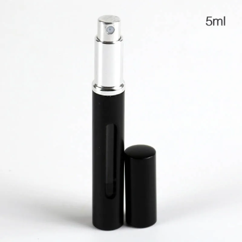 Черный Косметические контейнеры многоразовые мини флаконы для духов Conveniet 5 мл аксессуары для путешествий безвоздушный насос пустой распылитель - Цвет: Черный