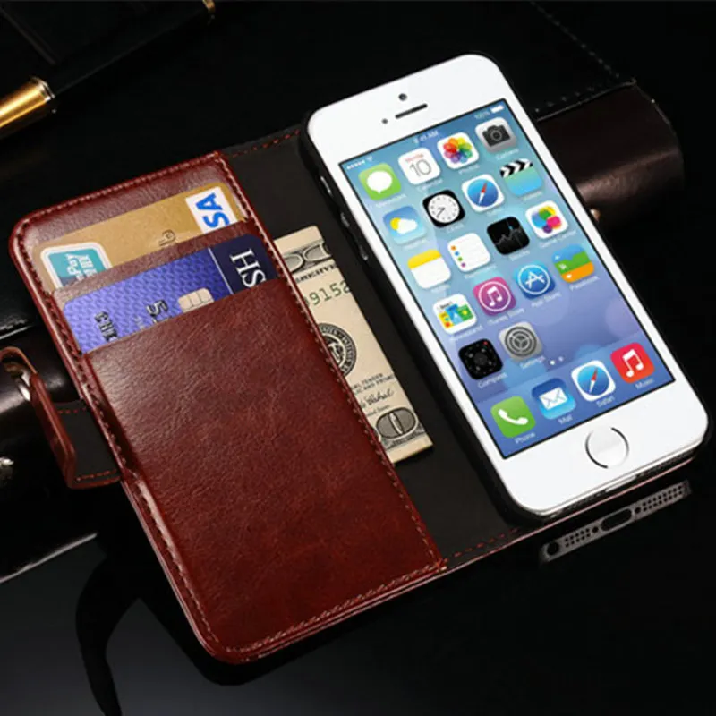 Роскошный кожаный чехол-бумажник с узором Crazy Horse для iPhone5 подставкой полная