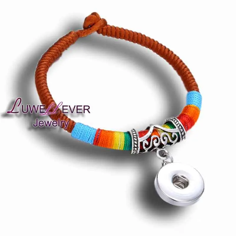 

Wholesale National Style Fabric Handmade 18mm Snap Button Bracelet Interchangeable Charm Jewelry For Women Gift