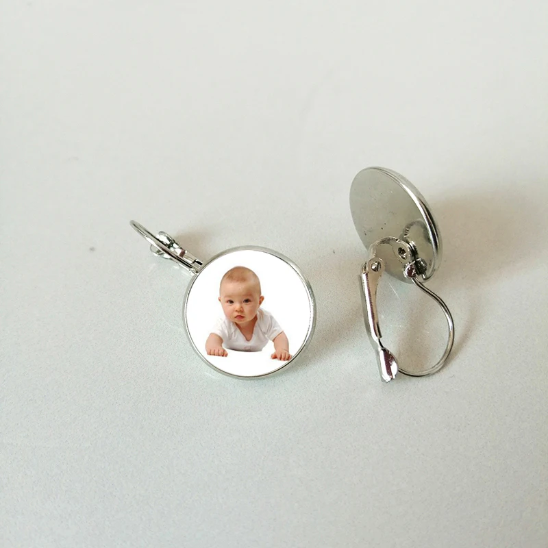 

Handmade Personality Photo Family Photos Baby Child Dad Mom Brothers Sisters Parents Family Portrait Earrings Customized