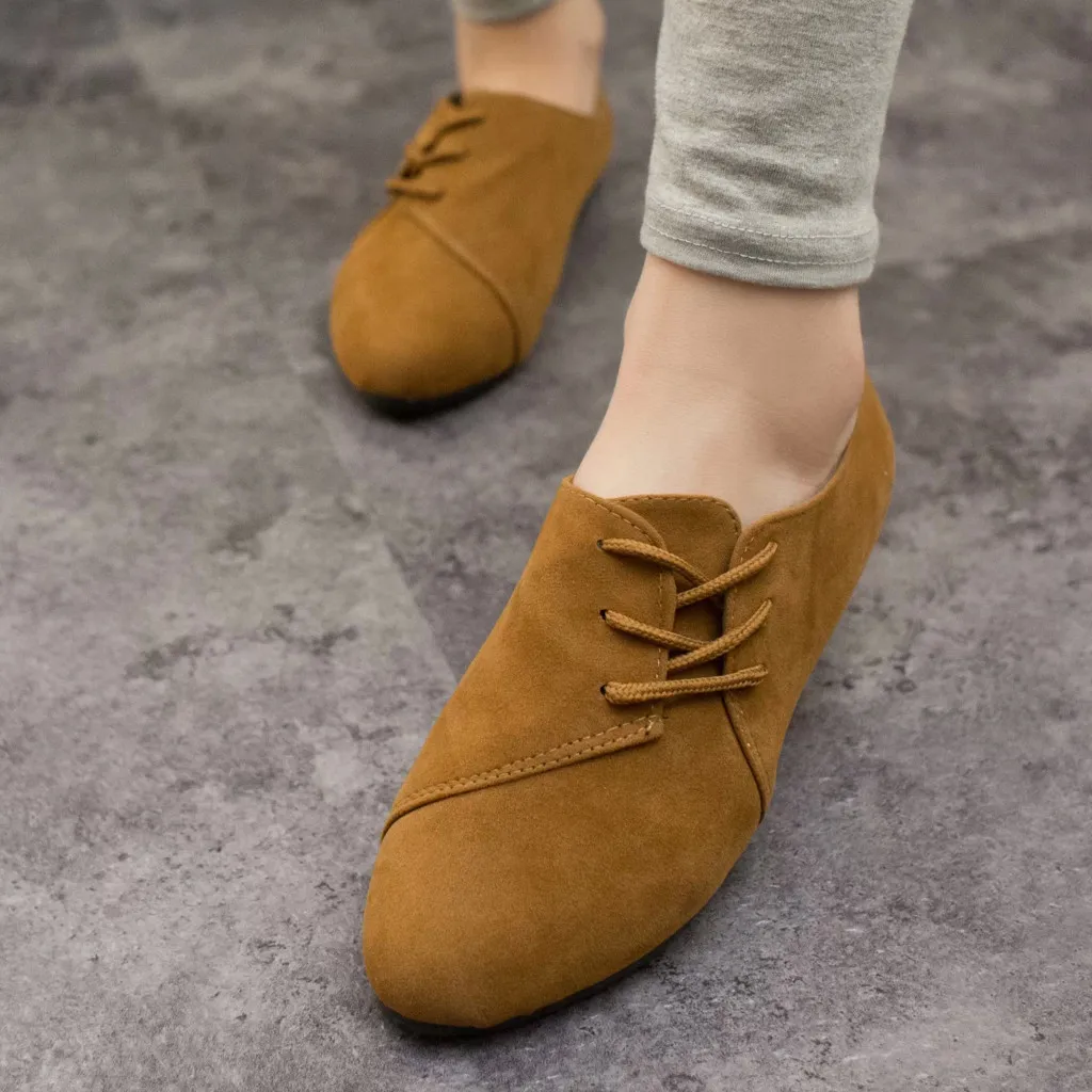 Женская обувь на шнуровке в стиле ретро повседневная плоской подошве Scarpe da donna alla